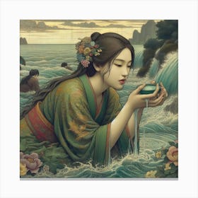 Asian Woman In The Water Canvas Print