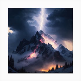 Lightning In The Mountains Canvas Print