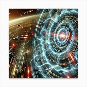 A Close Up Sci Fi Scene Tranquility Interceptor Defense Grid Canvas Print