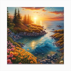 Sunset By The Water Canvas Print
