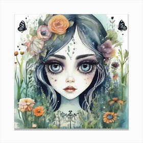 cute whimiscal gothic girl 3 Canvas Print