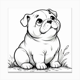 Line Art bulldog dog 1 Canvas Print