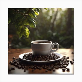 Cup Of Coffee In The Forest Canvas Print