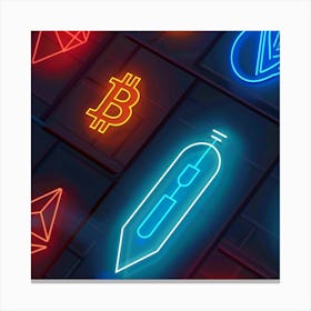 Neon Cryptographic Symbols Canvas Print