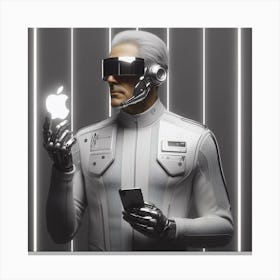 Futuristic Man Holding An Apple Canvas Print