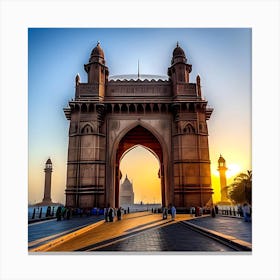 Sunrise At The Gateway Of India Canvas Print