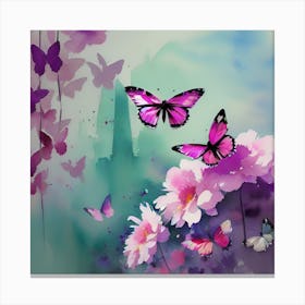 Butterflies In The Garden 3 Canvas Print