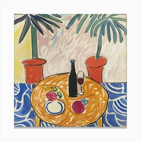 Wine With Friends Matisse Style 3 Canvas Print
