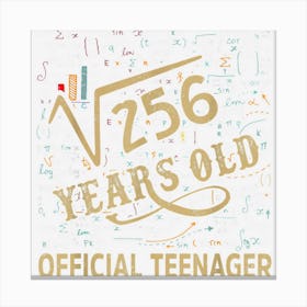 Square Root Of 256 16 Years Old Officialnager Birthday Canvas Print