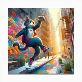 Cat In The City 1 Canvas Print