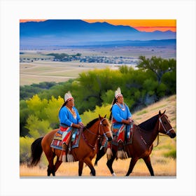 Two Native Americans On Horseback 1 Canvas Print