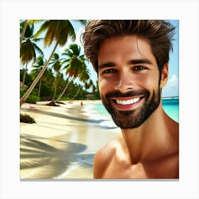 Happy Man On The Beach Canvas Print