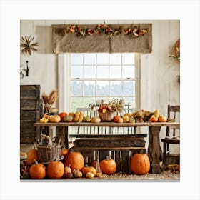 A Traditional Corner Of An American Farmhouse During The Late Autumn Season With An Overhead Vintage (7) 1 Canvas Print