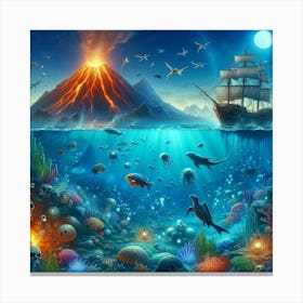 Ocean Scene With A Ship Canvas Print