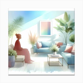 Watercolor Living Room Canvas Print