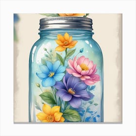 Mason Jar Flowers Canvas Print