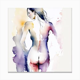 Nude Woman Watercolour Painting Canvas Print