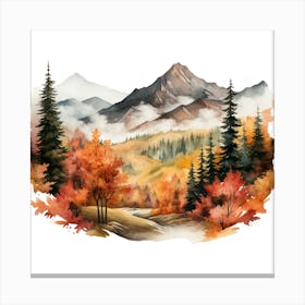 Watercolor Autumn Landscape 50 Canvas Print