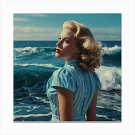 Portrait Perfect Retro Waves Blue Biscuit Art 0 Canvas Print