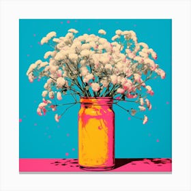 Andy Warhol Style Pop Art Flowers Gypsophila Babys Breath 2 Square Canvas Print