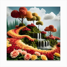 Waterfall Roses Canvas Print