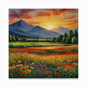 Sunset In The Meadow 17 Canvas Print