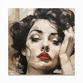 'The Girl With Red Lips' Canvas Print