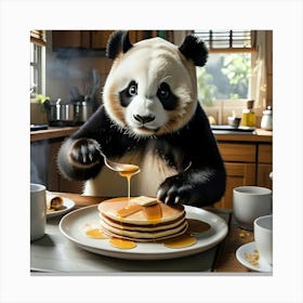 Panda Eating Pancakes Canvas Print