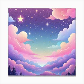 Sky With Twinkling Stars In Pastel Colors Square Composition 230 Canvas Print