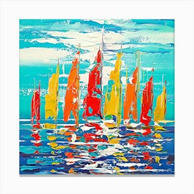 Sailboats In The Ocean Canvas Print