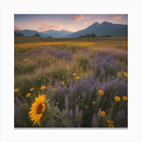 Sunflowers In The Meadow Canvas Print