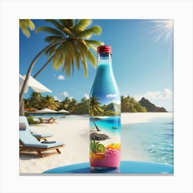 Bottle On The Beach Canvas Print