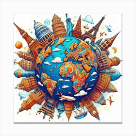 World Map Jigsaw Puzzle Canvas Print