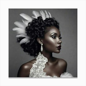 Black Bride With Feathers Canvas Print