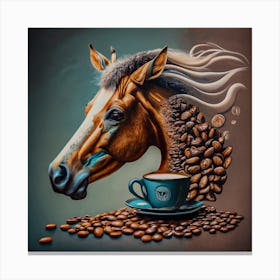 Horse and Coffee harmony, digital art Canvas Print