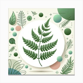 Abstraction with Green fern, Vector art 4 Canvas Print