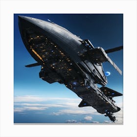 Entire Black Spaceship (2) (1) Canvas Print