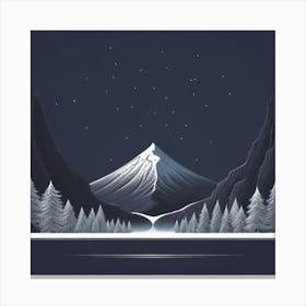 Mountain Landscape At Night Canvas Print