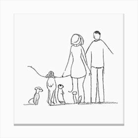 Family With Dogs Canvas Print