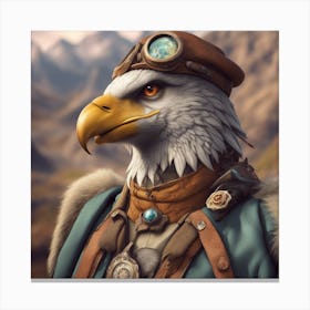 Close Up Portrait, Anthropomorphic Eagle Mountaneer Wearing An Expedition Outfit, In The Himalayas, Canvas Print