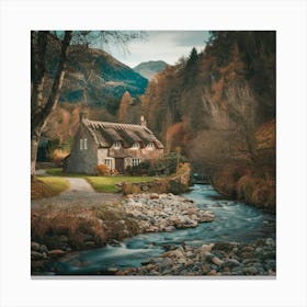 Thatched Cottage In Scotland Canvas Print