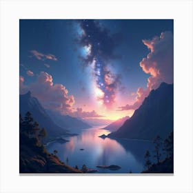 Tranquil Watercolor View Of A Far Off Galaxy 1 Canvas Print