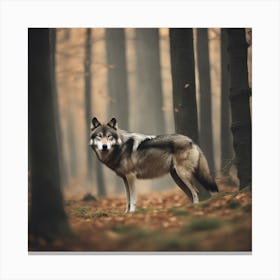 Wolf In The Forest 29 Canvas Print