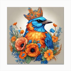 Bird In A Crown 3 Canvas Print