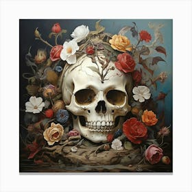 Skull With Roses 1 Canvas Print