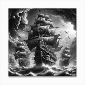 Pirate Ship In The Storm Canvas Print