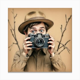 Boy With Camera Canvas Print