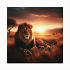 Lion At Sunset 2 Canvas Print