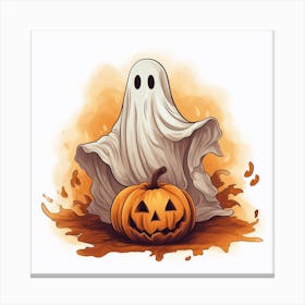 Ghost And Pumpkin Canvas Print