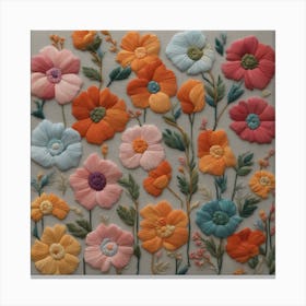 Embroidery Flowers Canvas Print